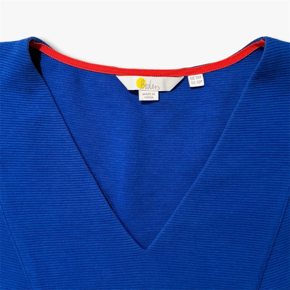 Boden Bronte Ottoman Dress Cobalt Blue 10P Stretch Knit with Pockets - Picture 3 of 14